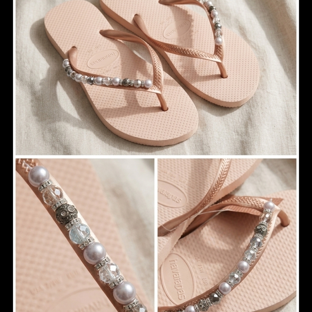 Havaianas Pearl, Pink and Silver Embellished Sandals